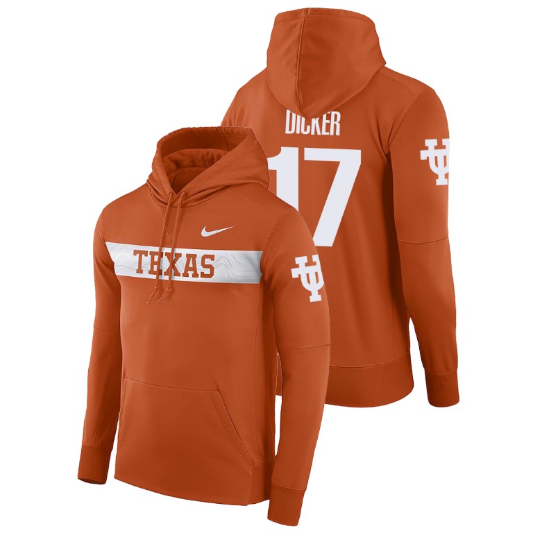 texas longhorns football performance cameron dicker texas orange sideline seismic men's hoodie