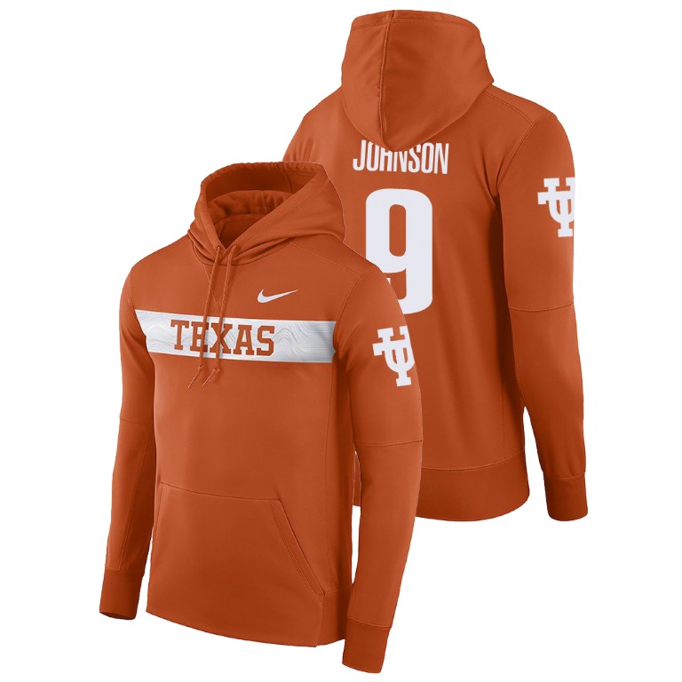 texas longhorns football performance collin johnson texas orange sideline seismic men's hoodie
