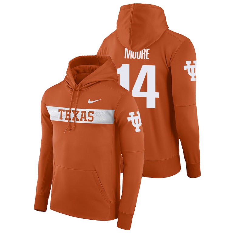 texas longhorns football performance joshua moore texas orange sideline seismic men's hoodie