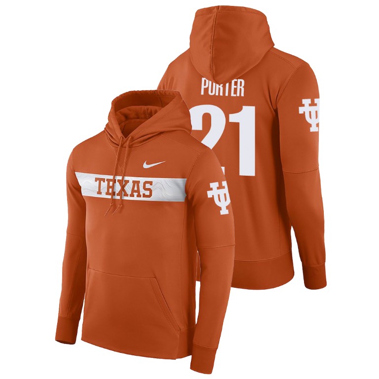 texas longhorns football performance kyle porter texas orange sideline seismic men's hoodie