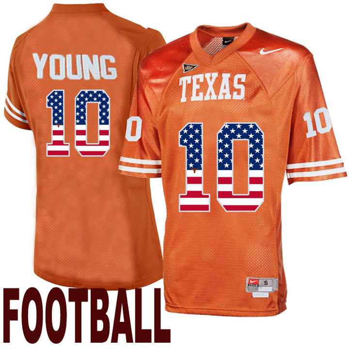 texas longhorns orange 10 vince young usa flag college football throwback fashion jersey
