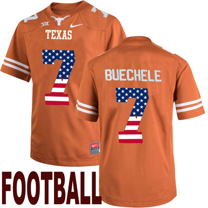 texas longhorns orange 7 shane buechele usa flag college football fashion jersey