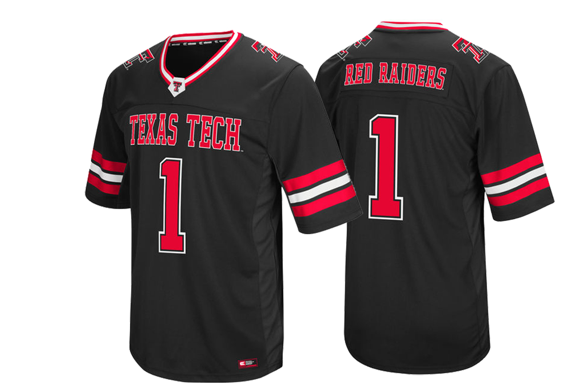 texas tech red raiders 1 black colosseum hail mary ii football jersey