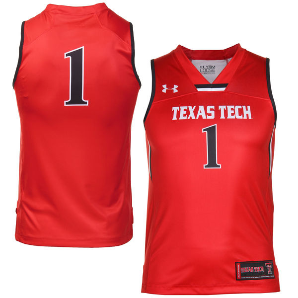texas tech red raiders 1 red basketball youth jersey