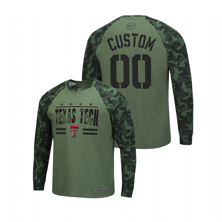 texas tech red raiders camo longsleeve custom olive oht military appreciation men t shirt