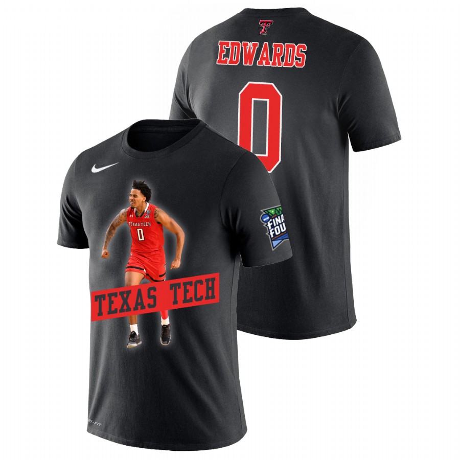 texas tech red raiders college basketball kyler edwards black player art men's t shirt
