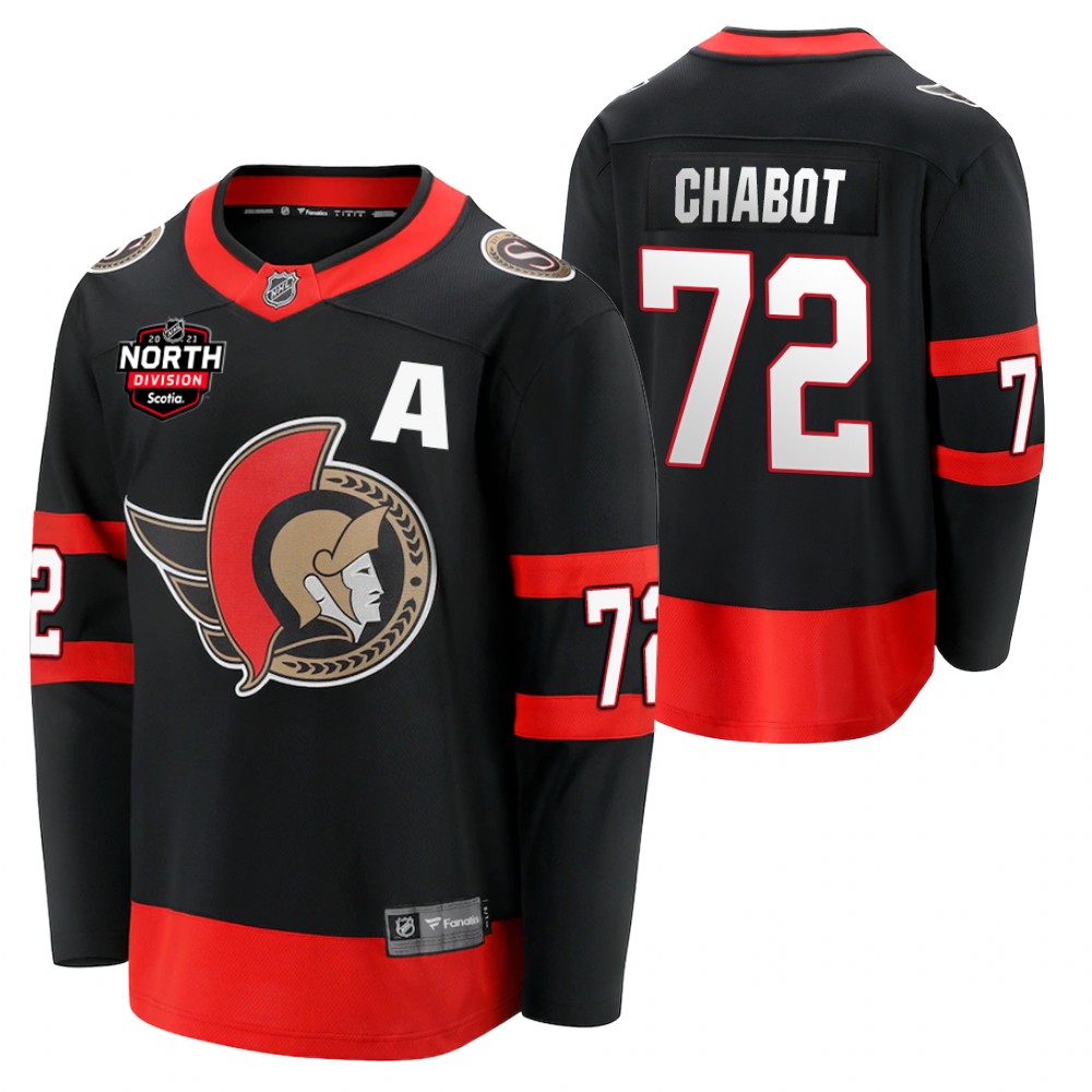 thomas chabot Senators 2021 North Division Patch Jersey Black Home