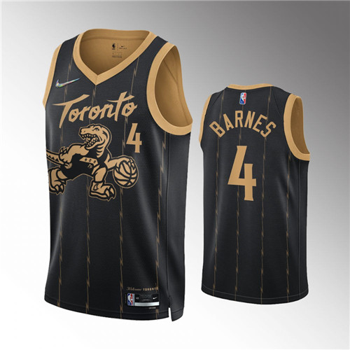 Toronto Raptors Scottie Barnes 2021-22 75th Anniversary City Edition Black stitched Jersey #4