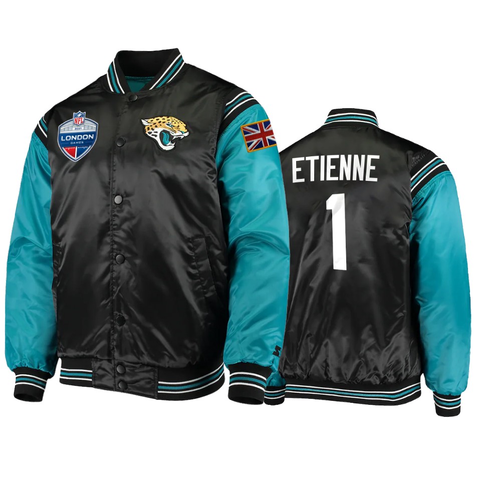 travis etienne jaguars black 2021 nfl london game jacket
