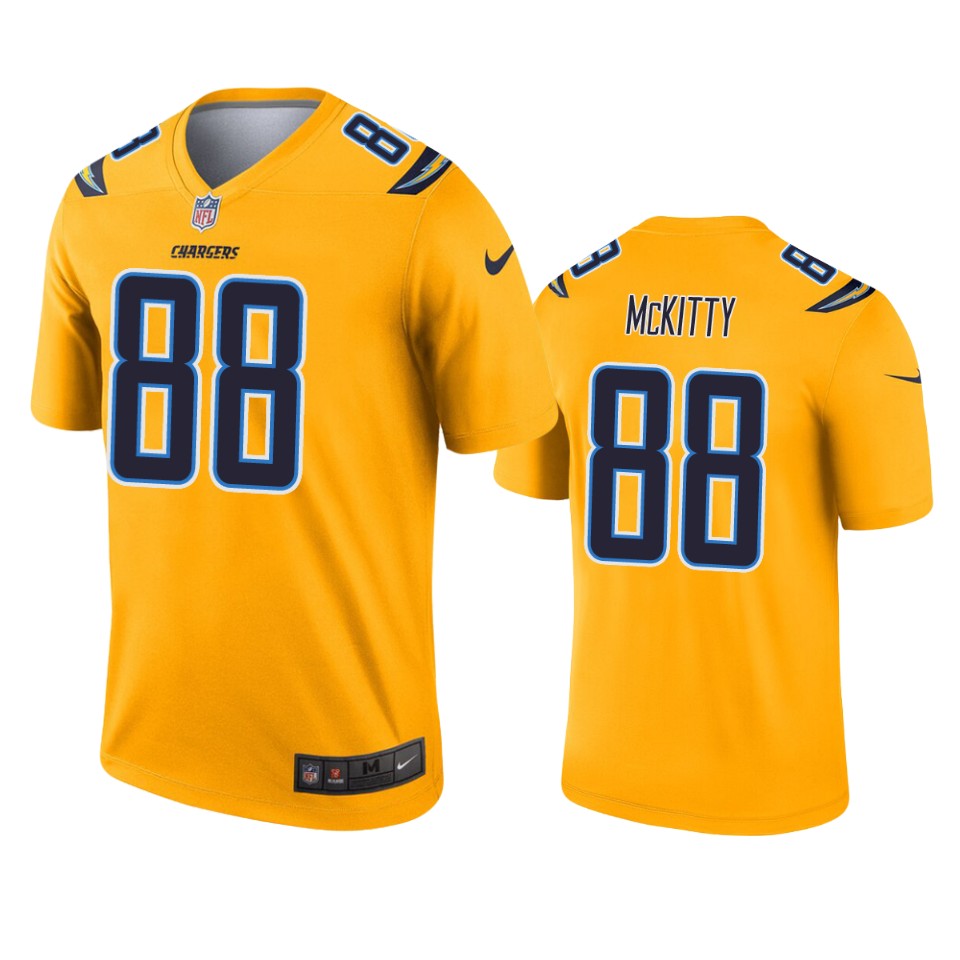 tre' mckitty chargers gold inverted legend jersey