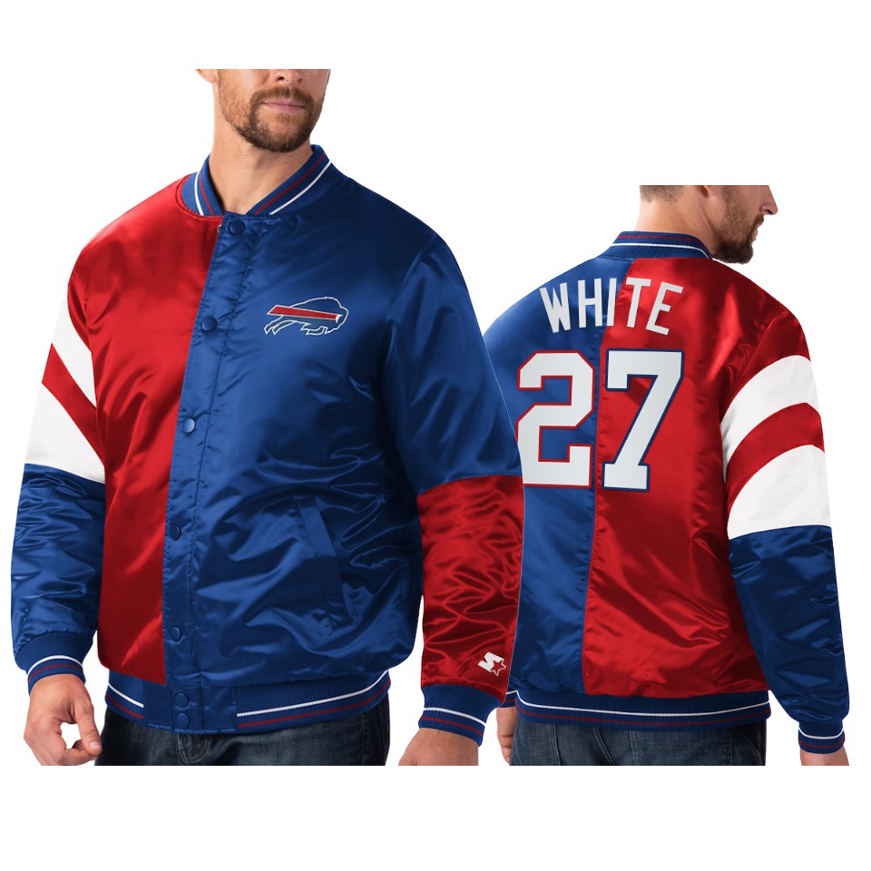 tre'davious white bills royal red split leader varsity jacket