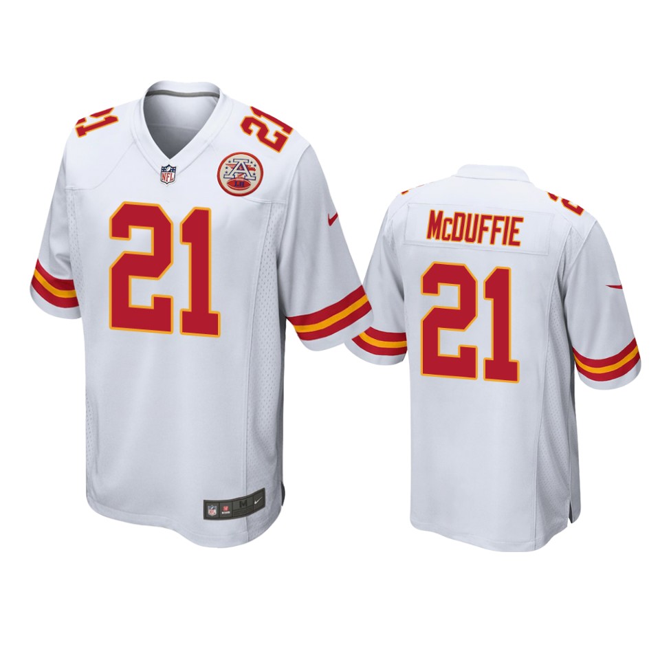 trent mcduffie chiefs white game jersey