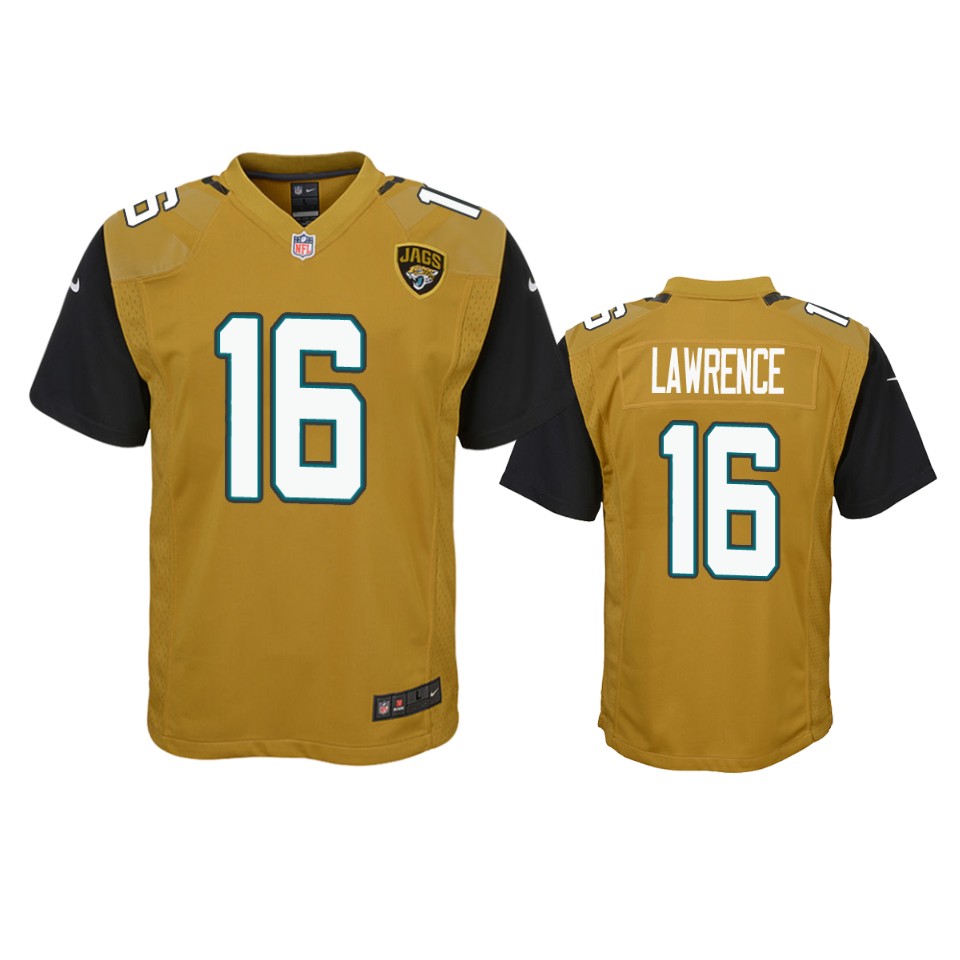 trevor lawrence jaguars gold color rush game jersey