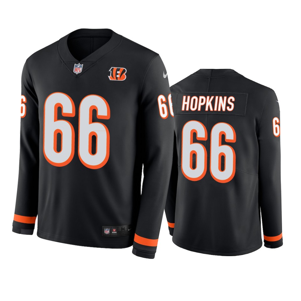 trey hopkins bengals black therma long sleeve jersey