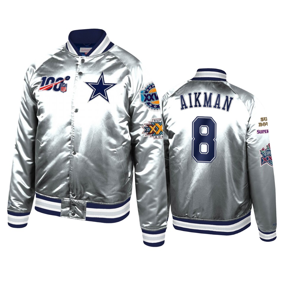 troy aikman cowboys silver super bowl 100th season jacket