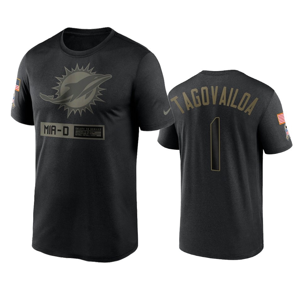 tua tagovailoa dolphins black 2020 salute to service team logo t shirt