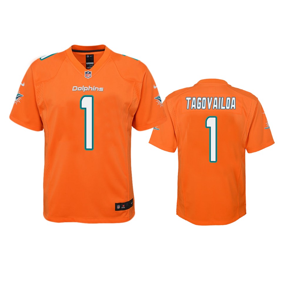 tua tagovailoa dolphins orange color rush game jersey
