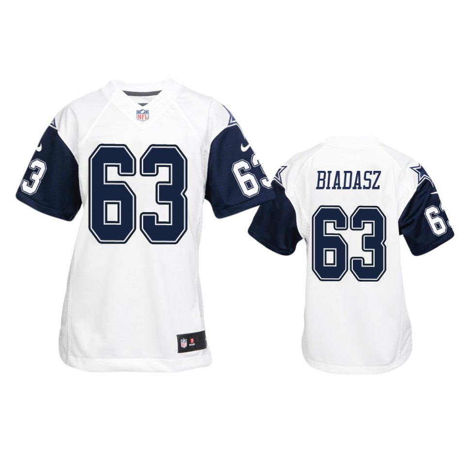 tyler biadasz cowboys white color rush game jersey