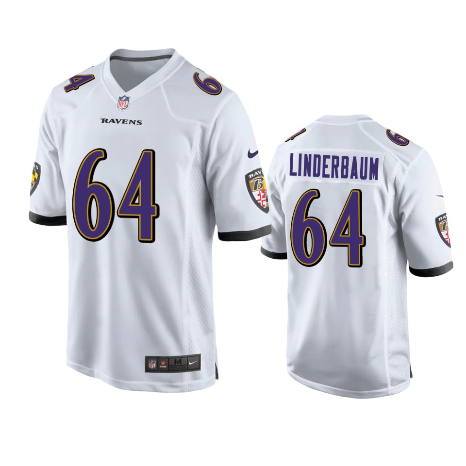 tyler linderbaum ravens white game jersey  