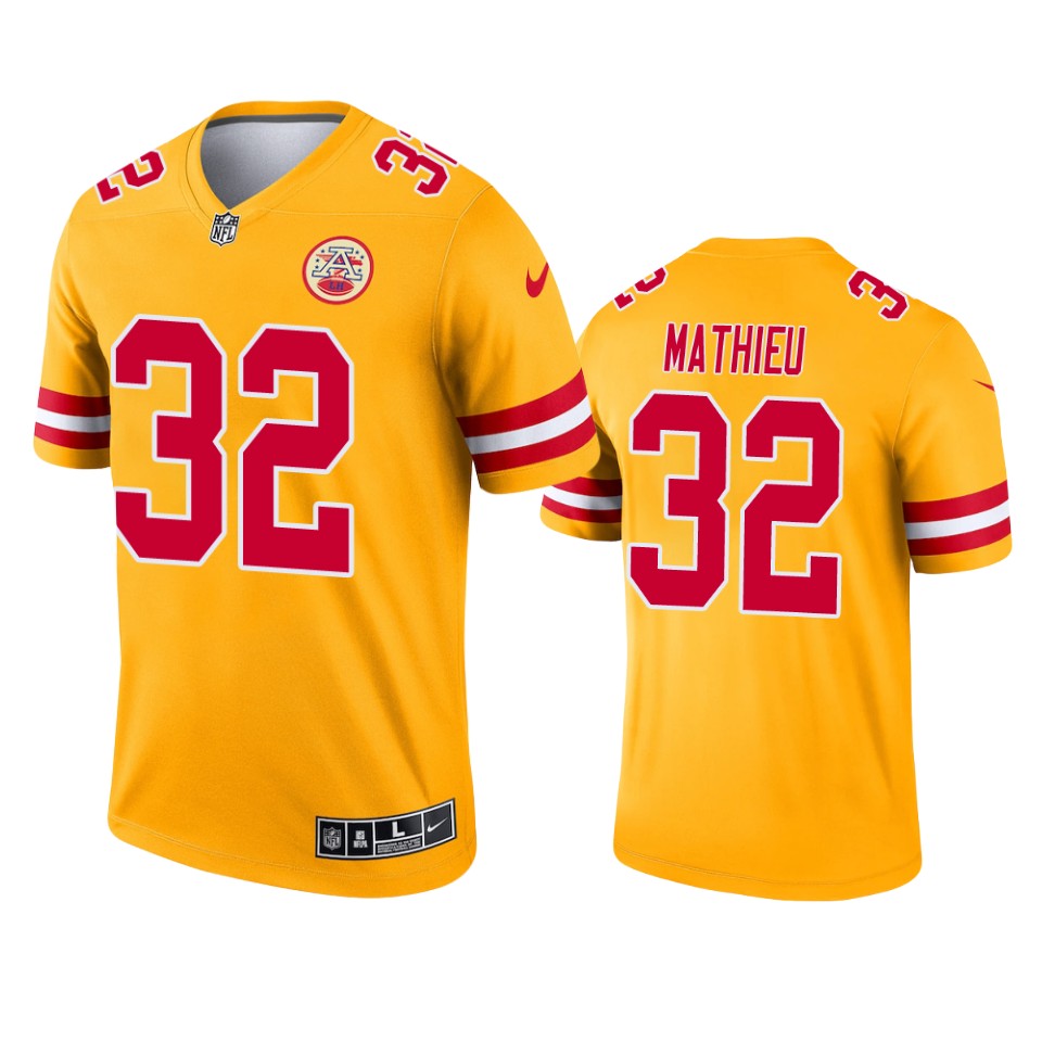 tyrann mathieu chiefs 2021 inverted legend yellow jersey