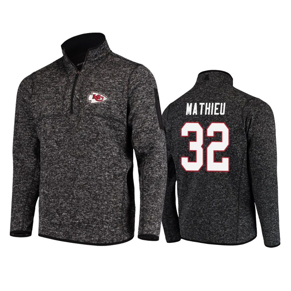 tyrann mathieu chiefs heather black fortune quarter zip jacket