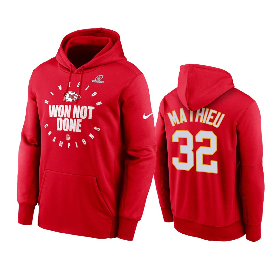 tyrann mathieu chiefs red 2020 afc west division champions hoodie
