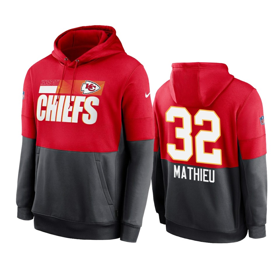 tyrann mathieu chiefs red charcoal sideline impact lockup hoodie