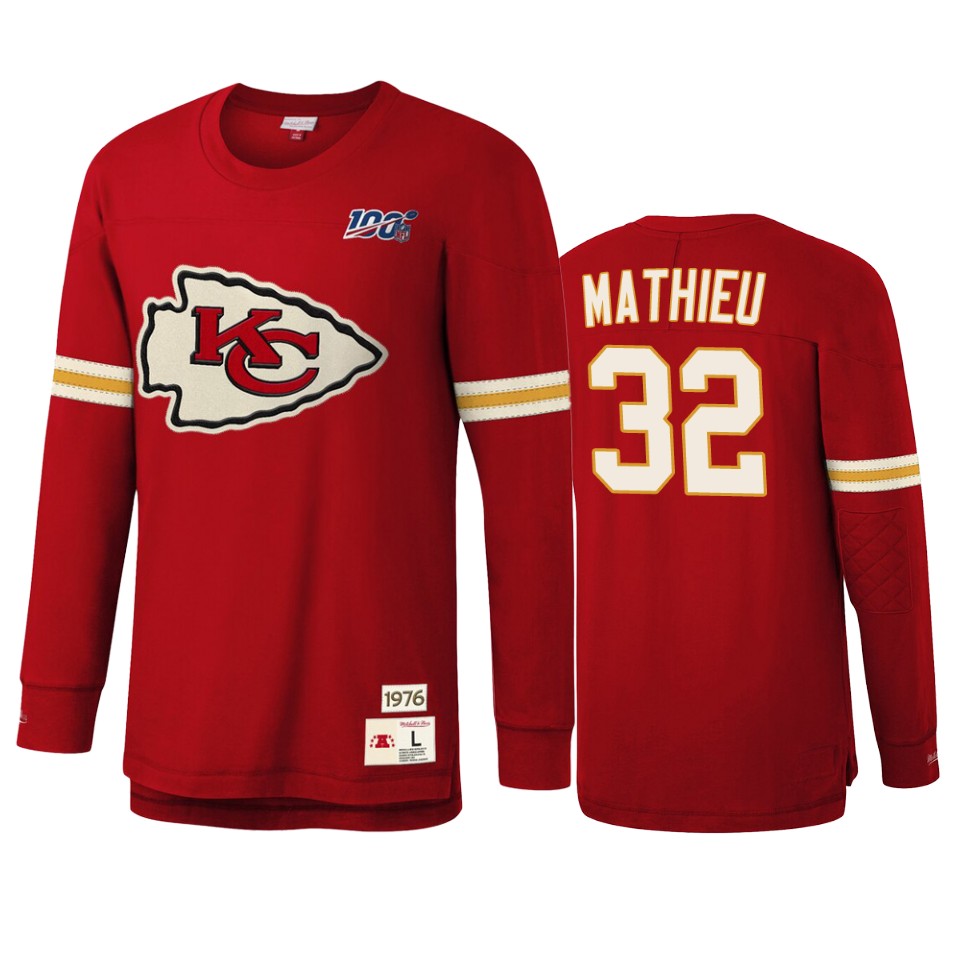 tyrann mathieu chiefs red nfl 100 long sleeve t shirt