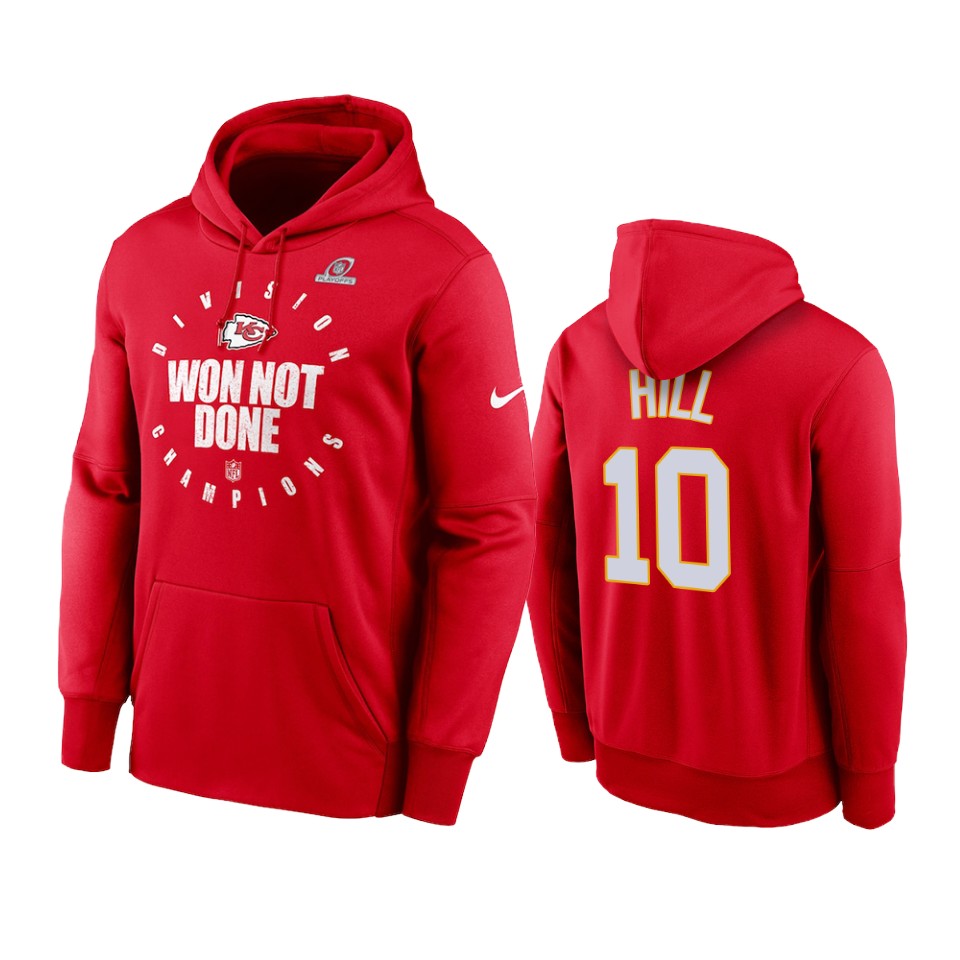 tyreek hill chiefs red 2020 afc west division champions hoodie