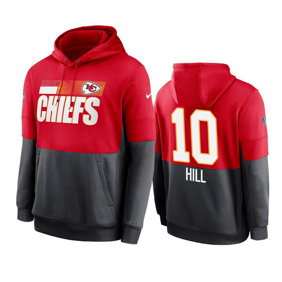 tyreek hill chiefs red charcoal sideline impact lockup hoodie