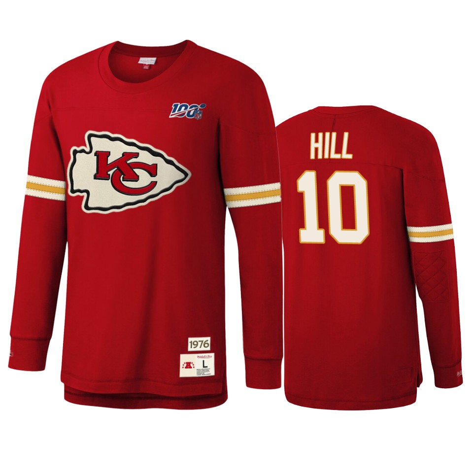 tyreek hill chiefs red nfl 100 long sleeve t shirt