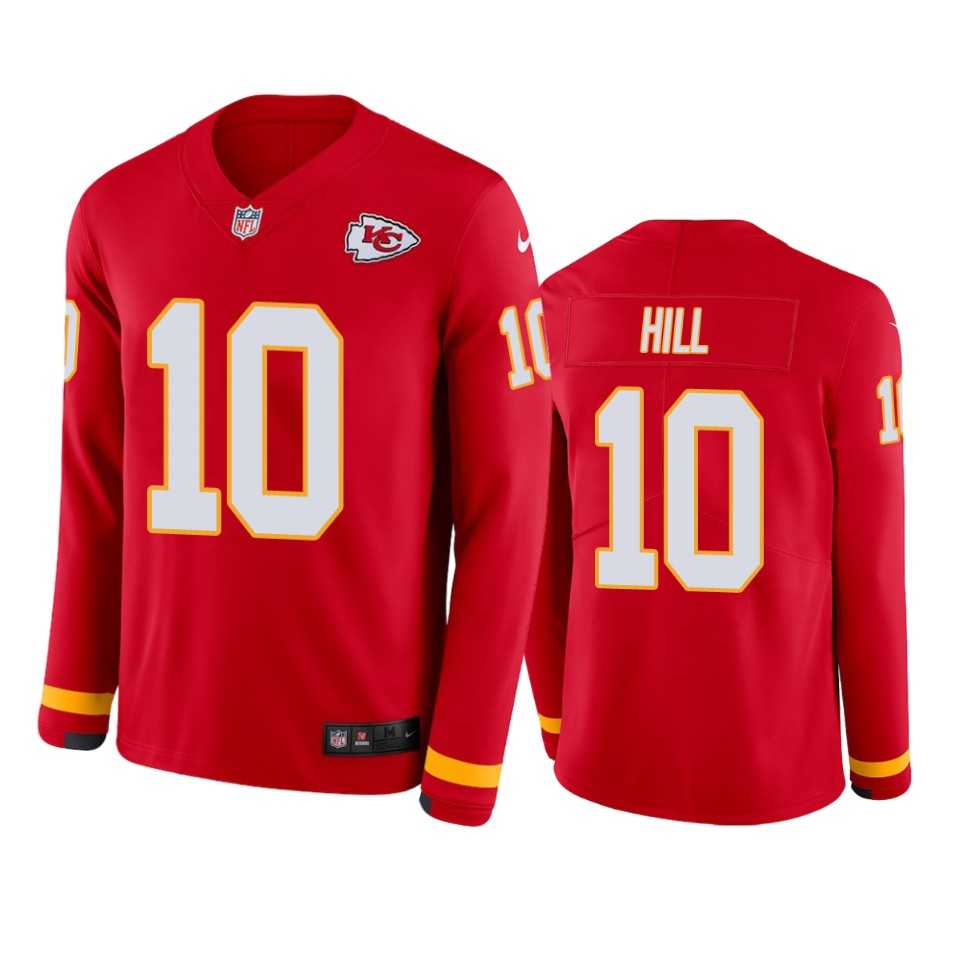 tyreek hill chiefs red therma long sleeve jersey
