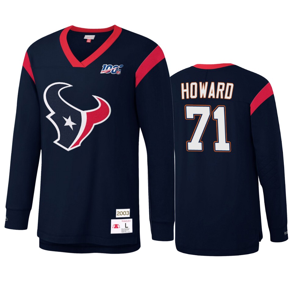 tytus howard texans navy nfl 100 long sleeve t shirt
