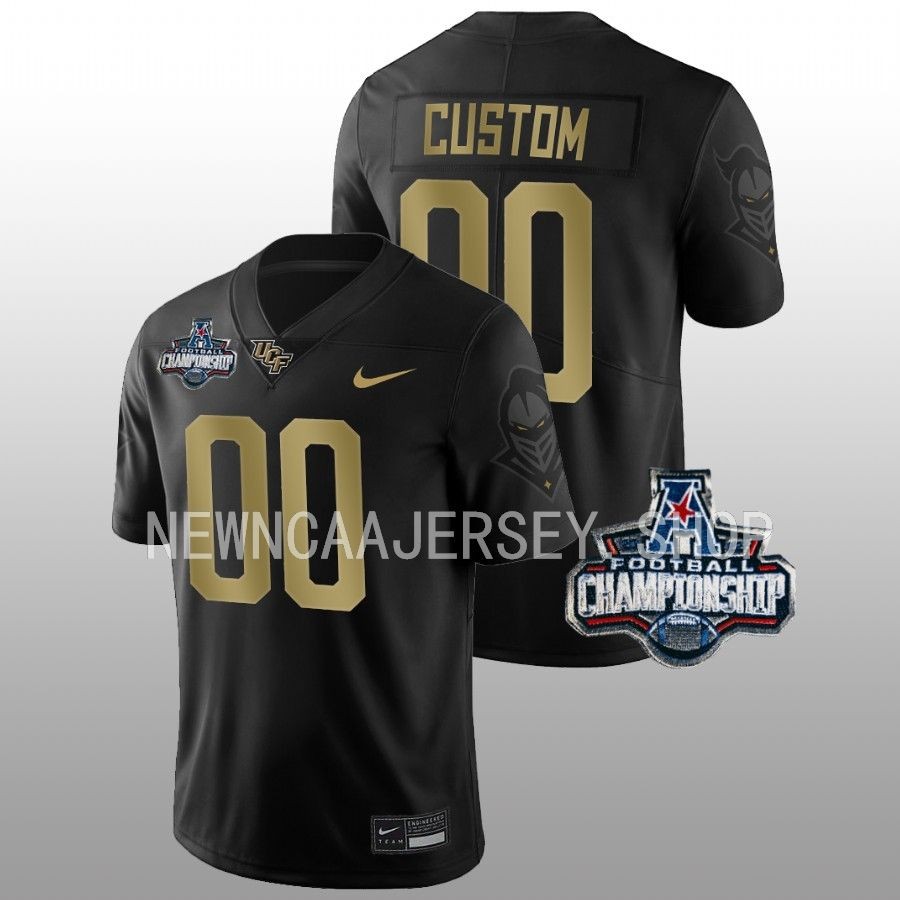 ucf knights custom black 2022 acc championship gold jersey