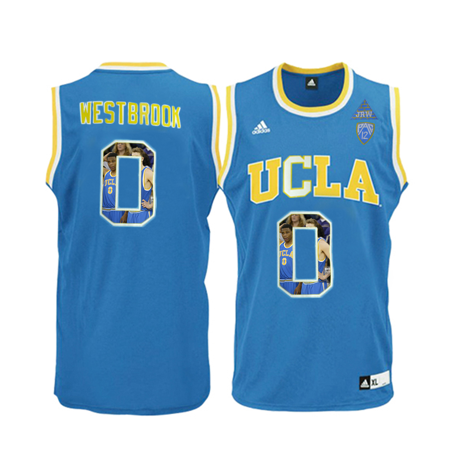 ucla bruins 0 russell westbrook blue basketball jersey with player pictorial