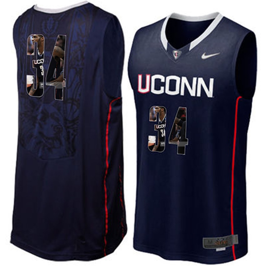 uconn huskies navy 34 ray allen ncaa college basketball player portrait fashion jersey