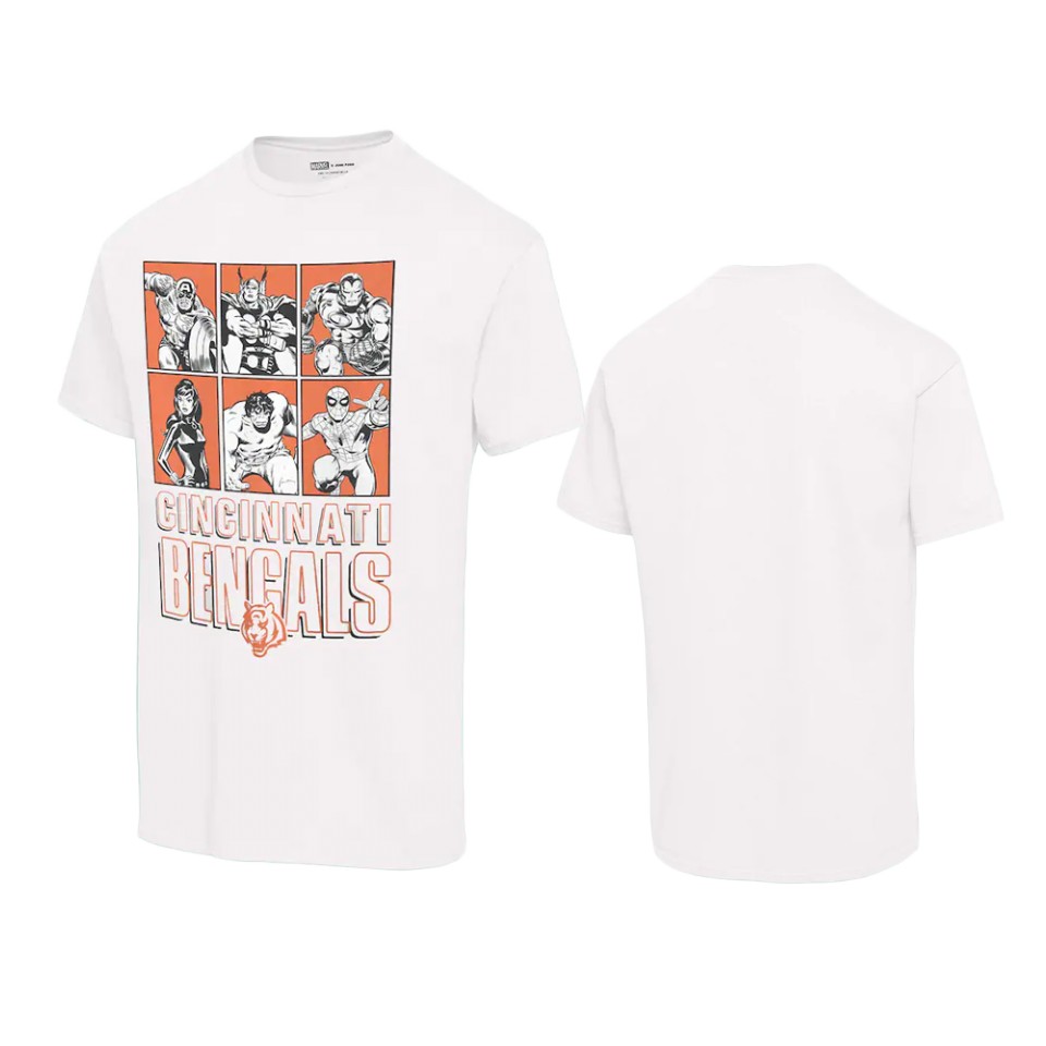 unisex bengals white disney marvel avengers line up t shirt
