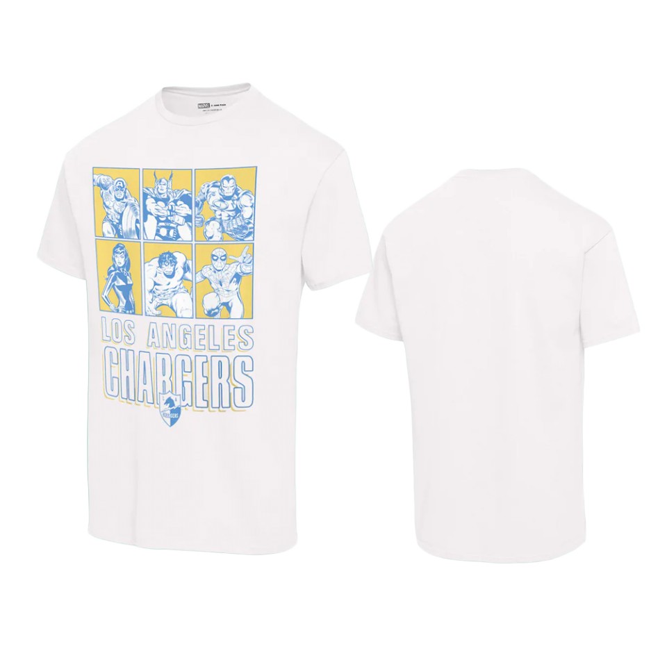 unisex chargers white disney marvel avengers line up t shirt