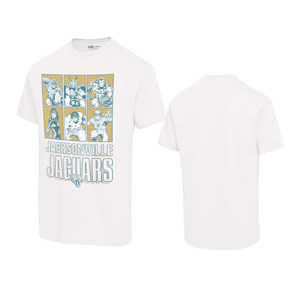 unisex jaguars white disney marvel avengers line up t shirt