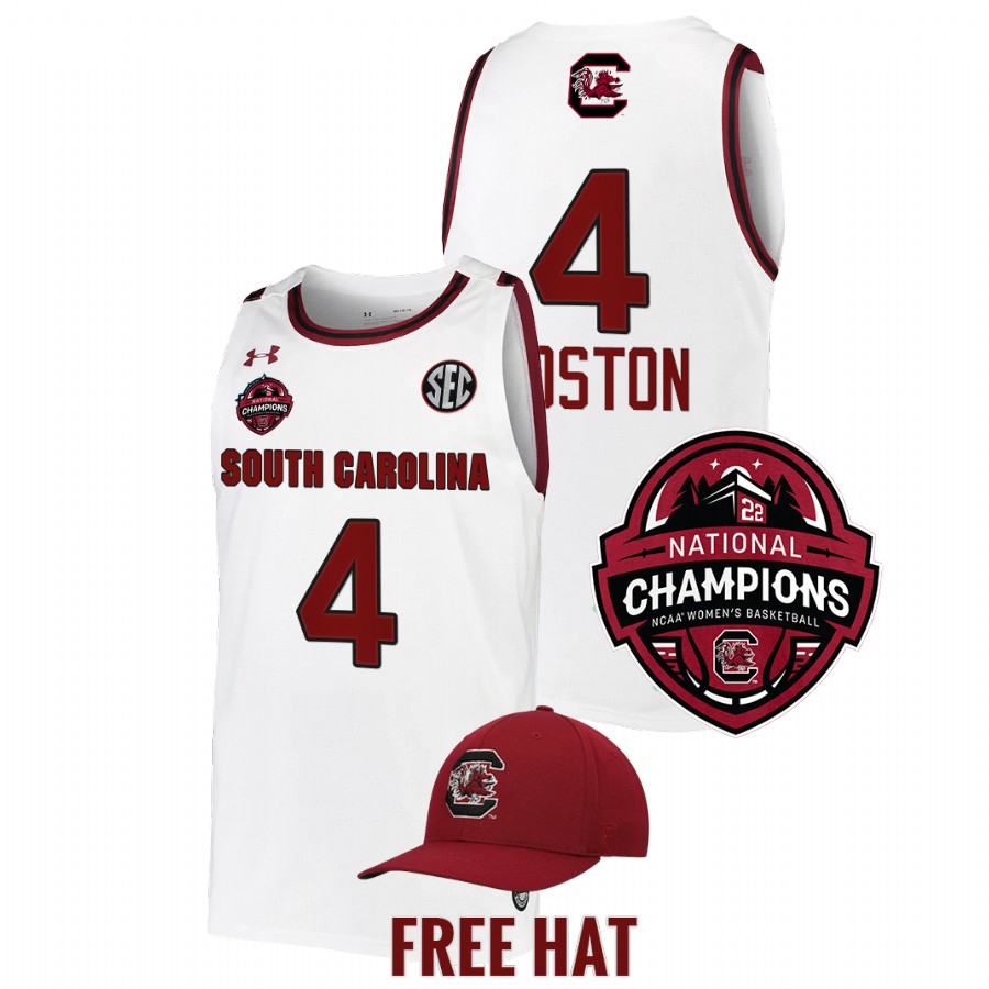 unisex south carolina gamecocks aliyah boston 2022 ncaa women's basketball national champions white jersey