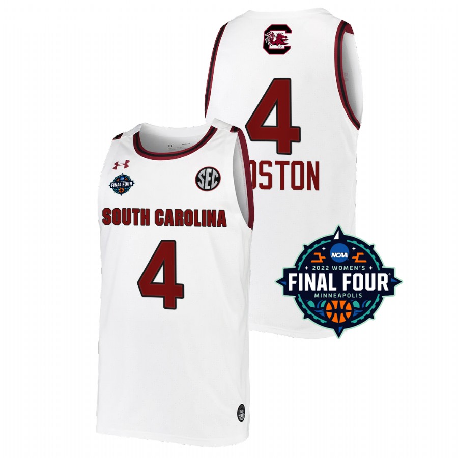 unisex south carolina gamecocks aliyah boston white 2022 march madness final four ncaa women's basketball jersey