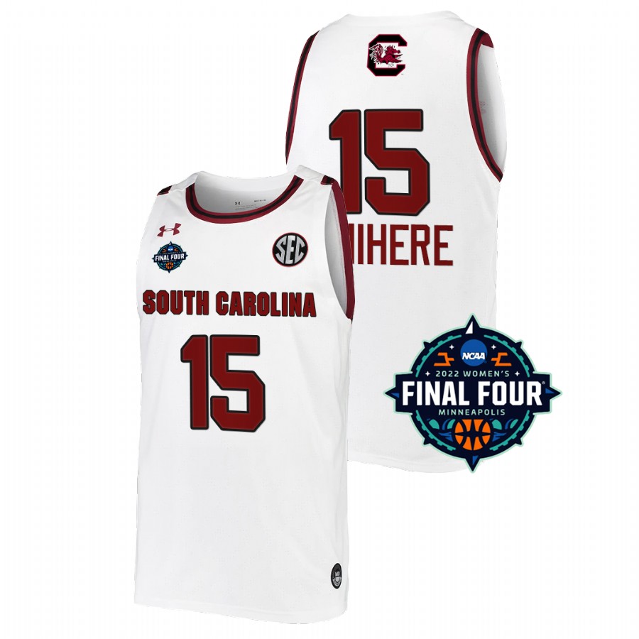 unisex south carolina gamecocks laeticia amihere white 2022 march madness final four ncaa women's basketball jersey