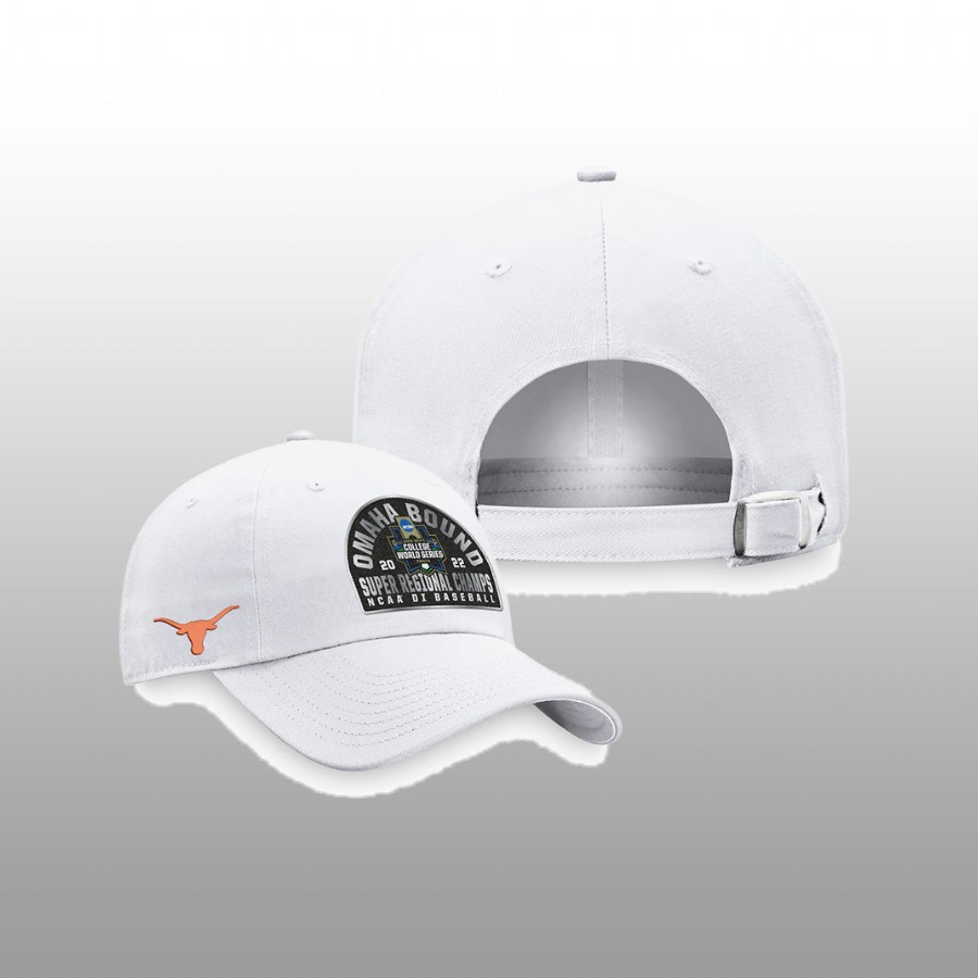 unisex texas longhorns white 2022 ncaa baseball super regional champs locker room adjustable hat