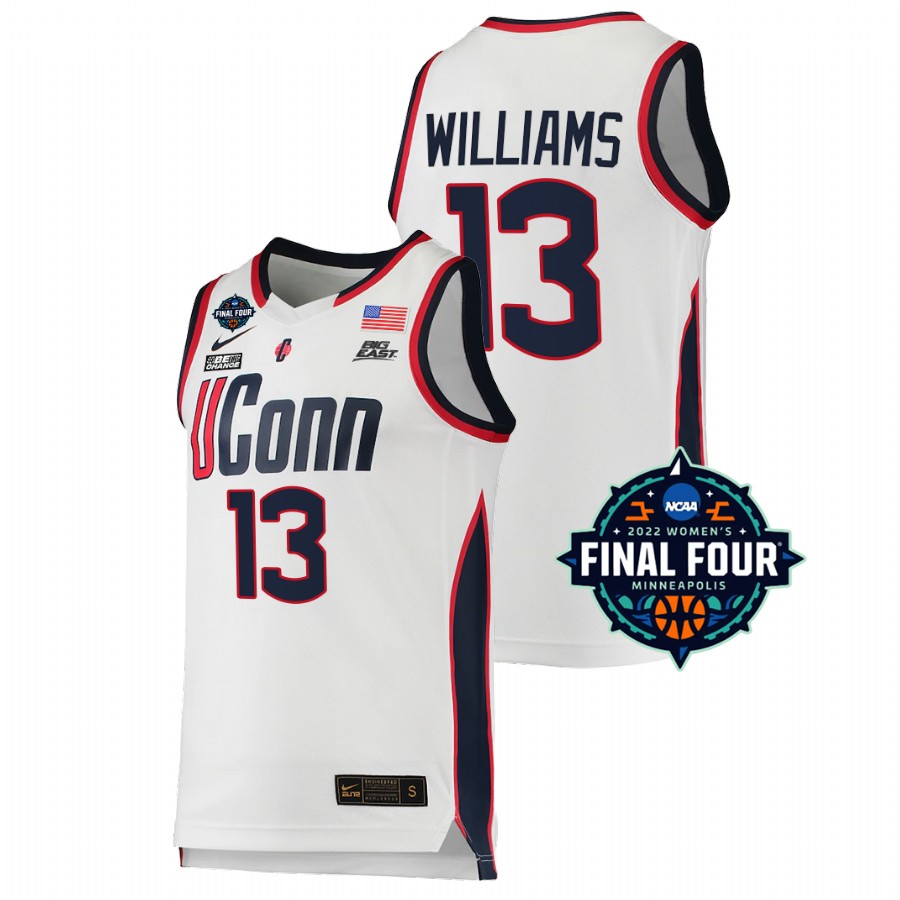 unisex uconn huskies 2022 march madness final four ncaa women's basketball christyn williams white jersey
