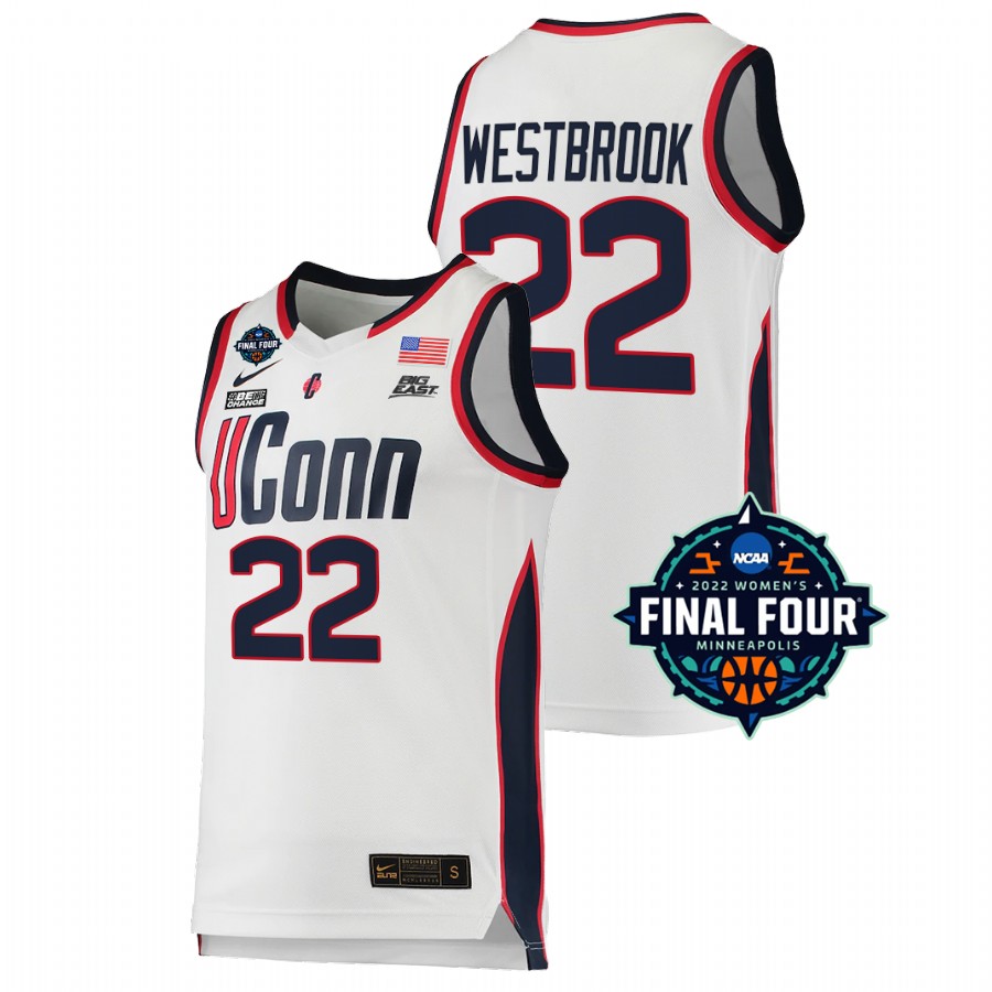 unisex uconn huskies 2022 march madness final four ncaa women's basketball evina westbrook white jersey