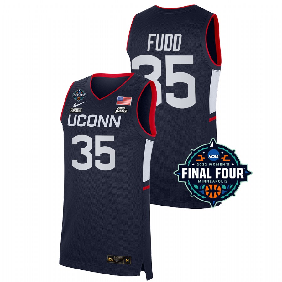 unisex uconn huskies azzi fudd navy 2022 march madness final four ncaa women's basketball jersey