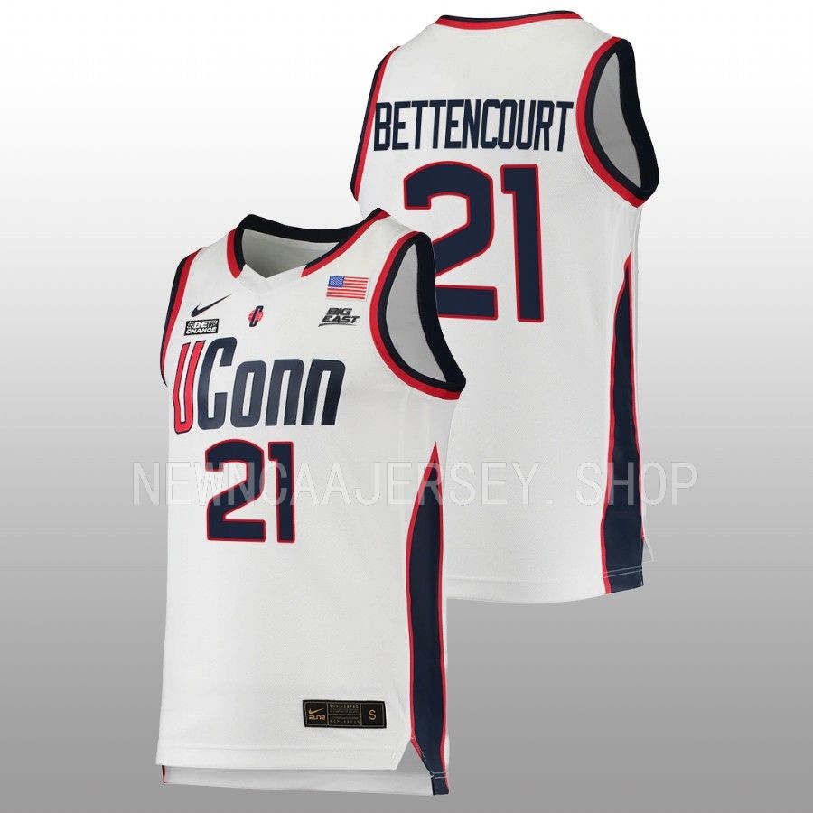 unisex uconn huskies ines bettencourt 2022 23 replica women's basketball white jersey