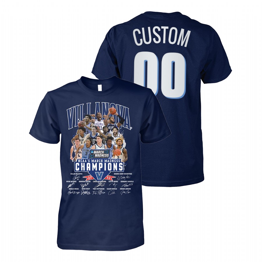 unisex villanova wildcats 2022 regional final champions final 4 custom navy t shirt