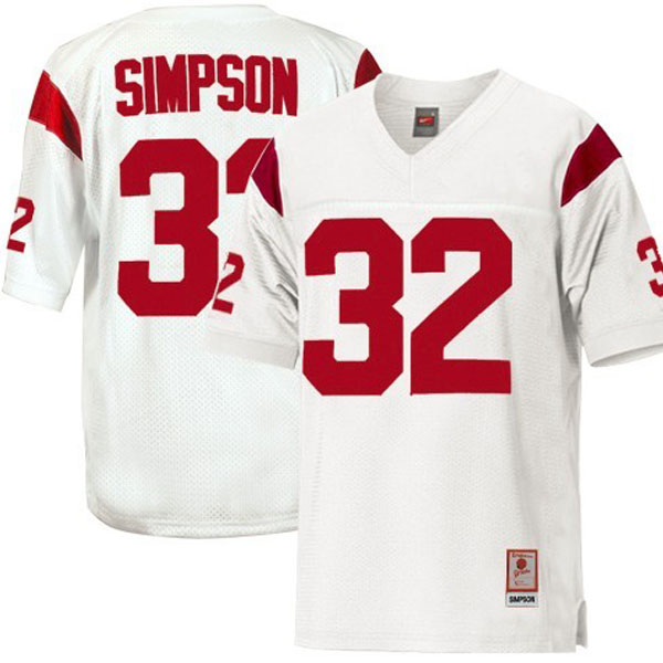 usc trojans 32 o.j. simpson white football youth jersey