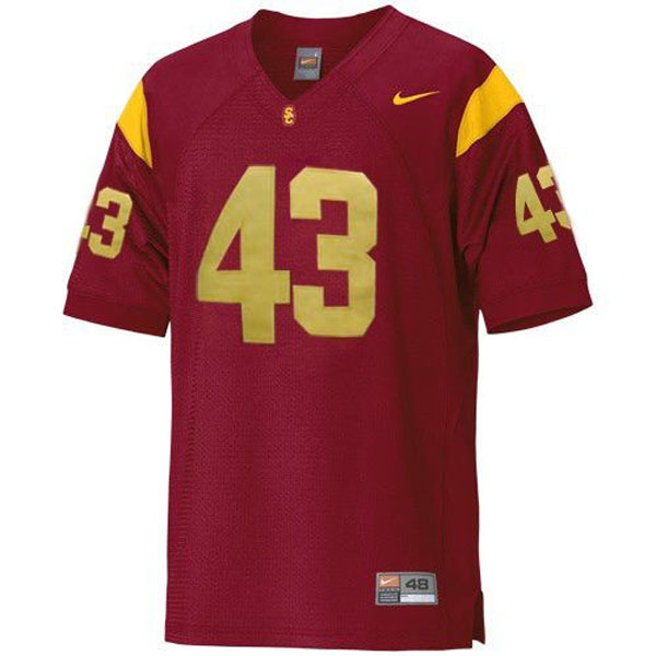 usc trojans 43 troy polamalu red football youth jersey